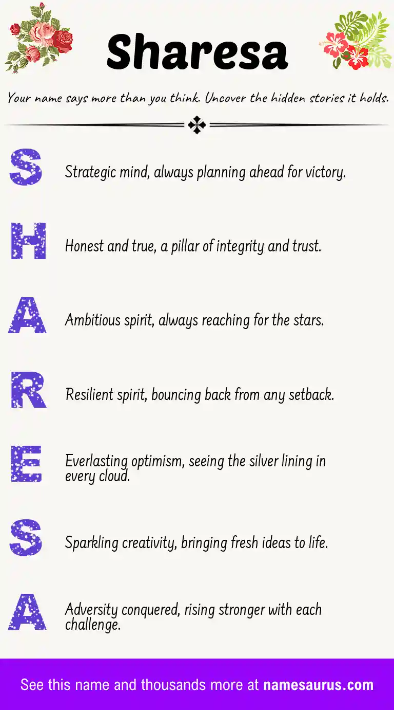 Acrostic poem about Sharesa.