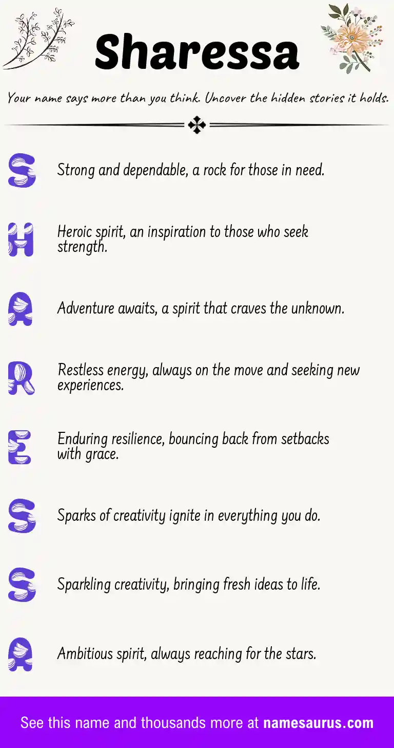 Acrostic poem about Sharessa.