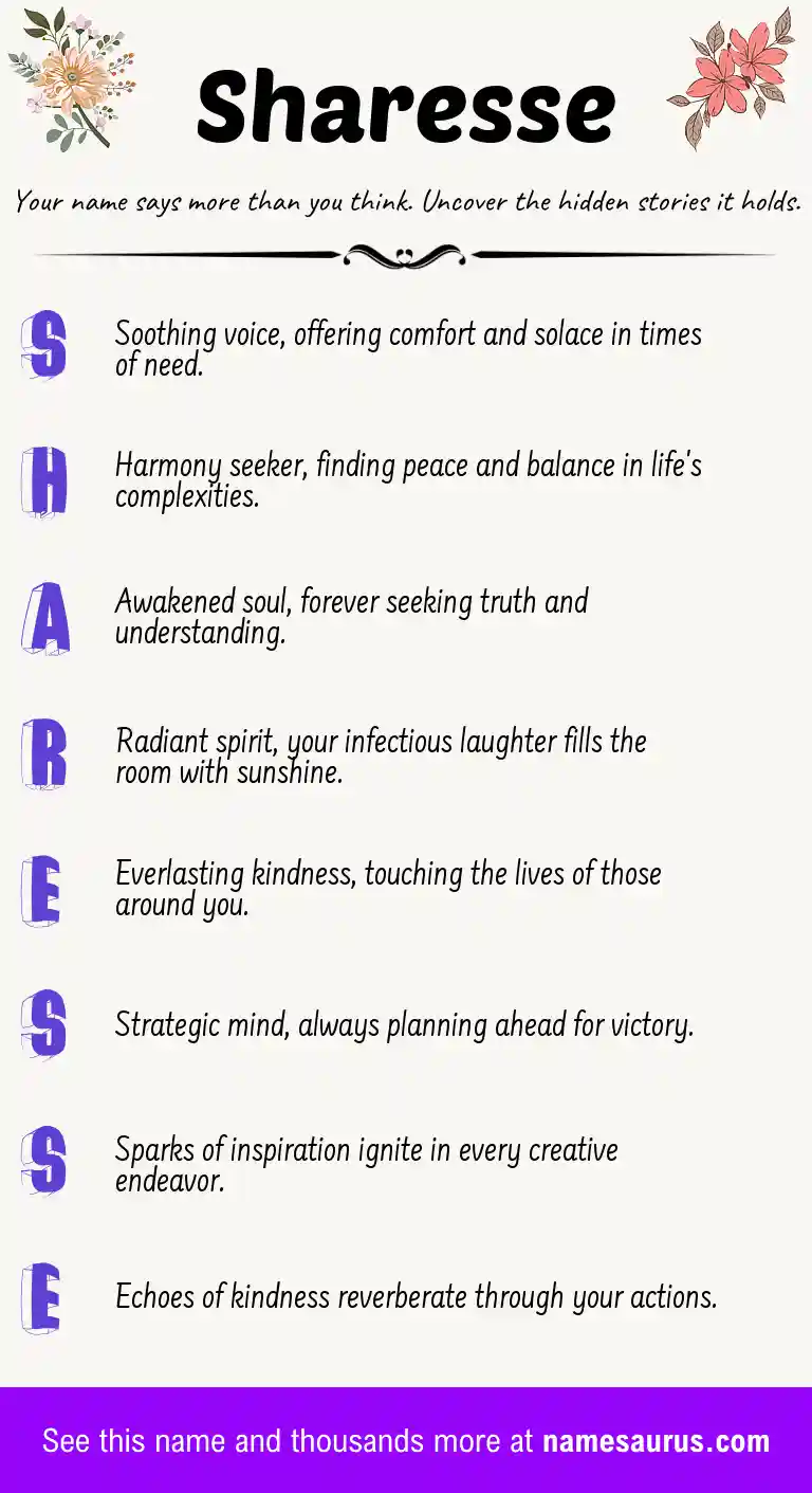 Acrostic poem about Sharesse.