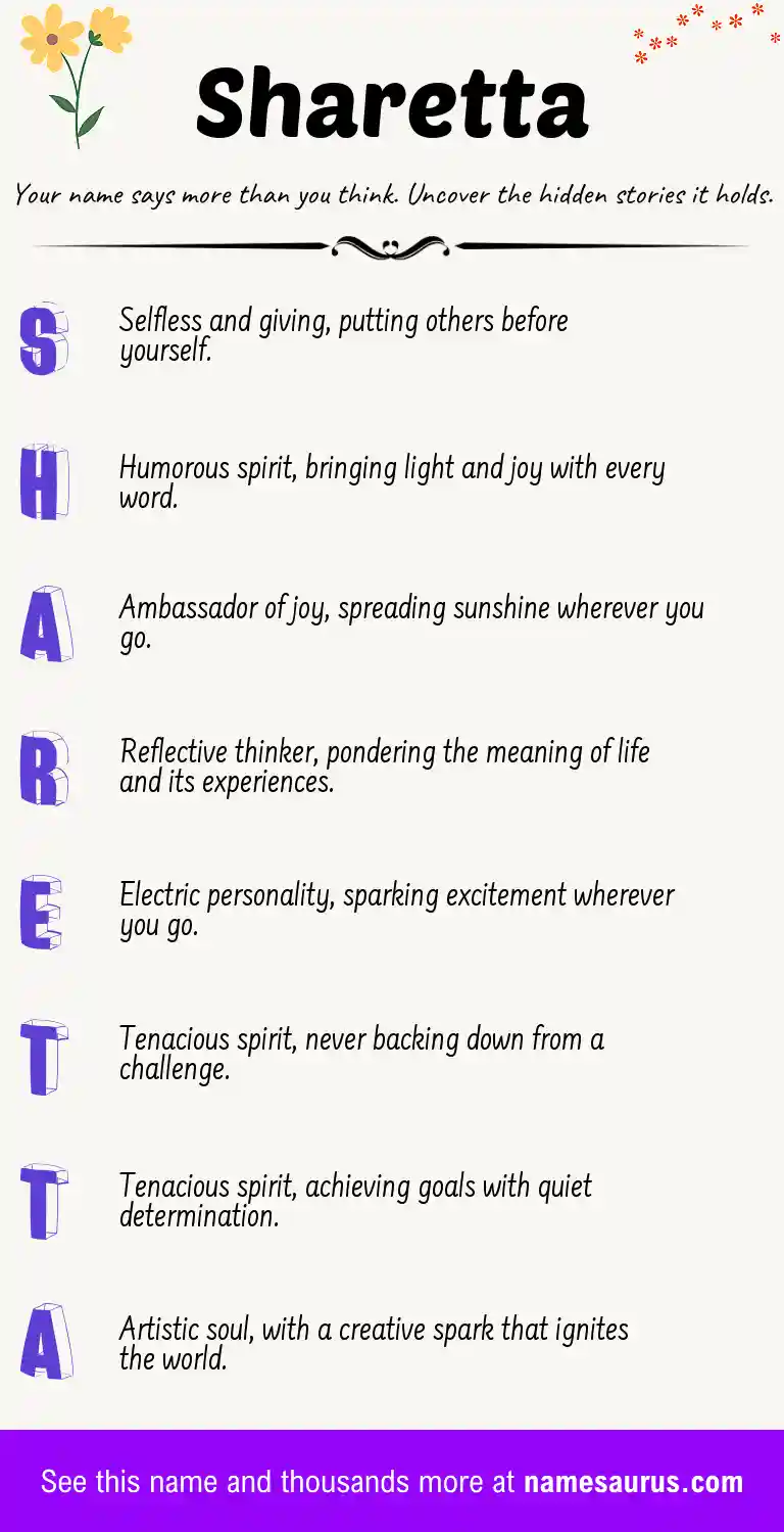 Acrostic poem about Sharetta.