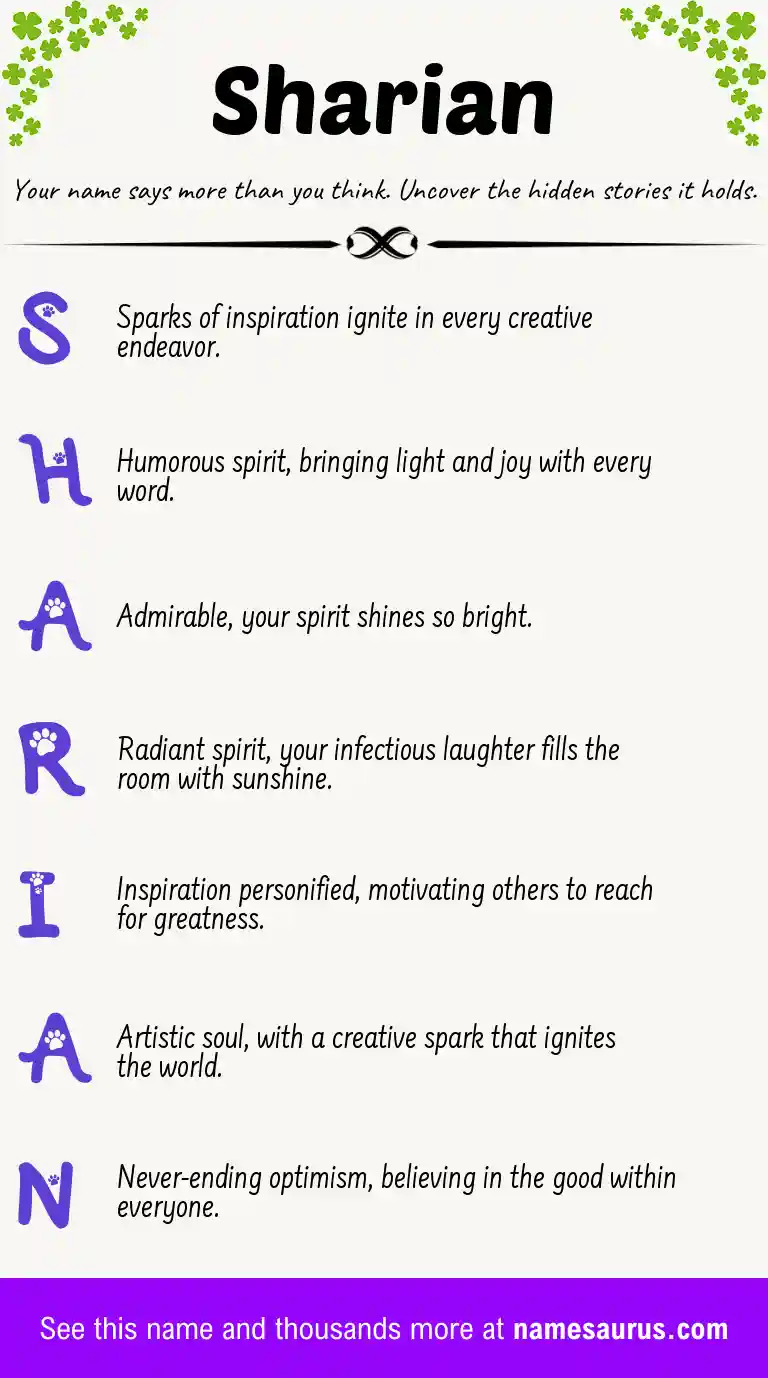 Acrostic poem about Sharian.