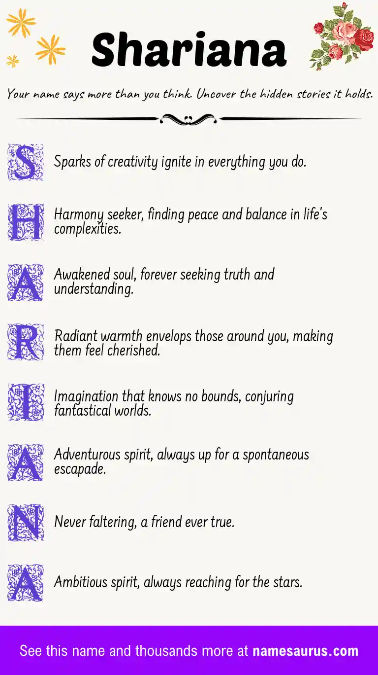 Acrostic poem about Shariana.