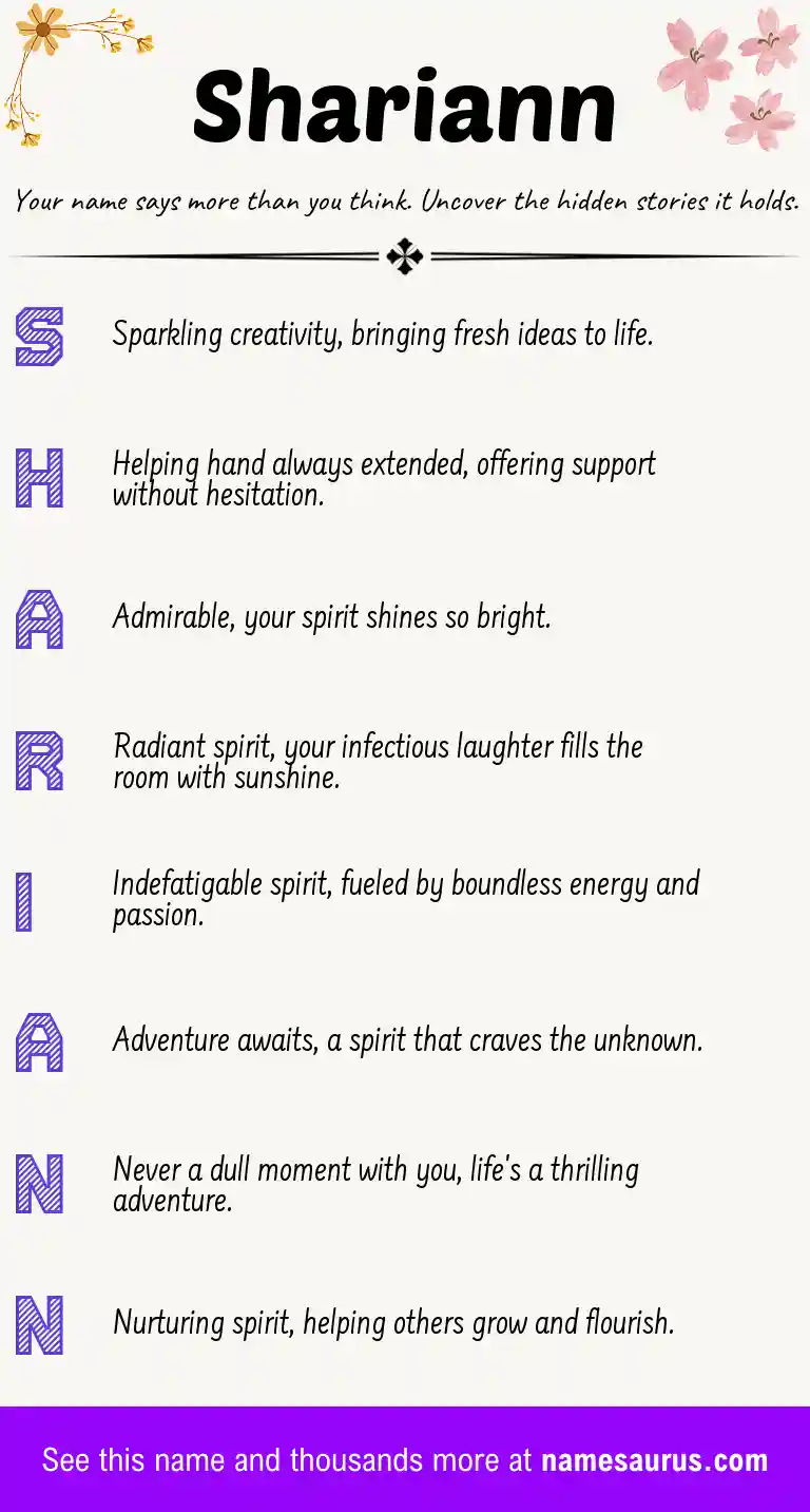 Acrostic poem about Shariann.