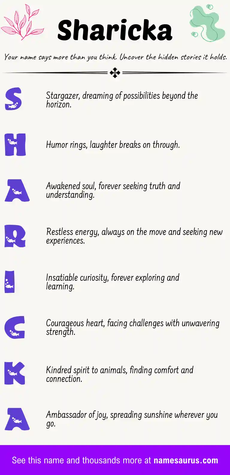 Acrostic poem about Sharicka.