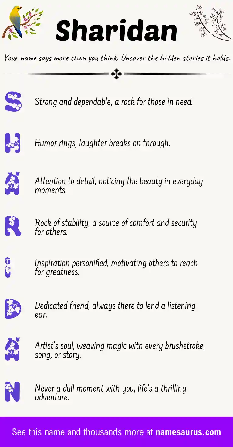 Acrostic poem about Sharidan.