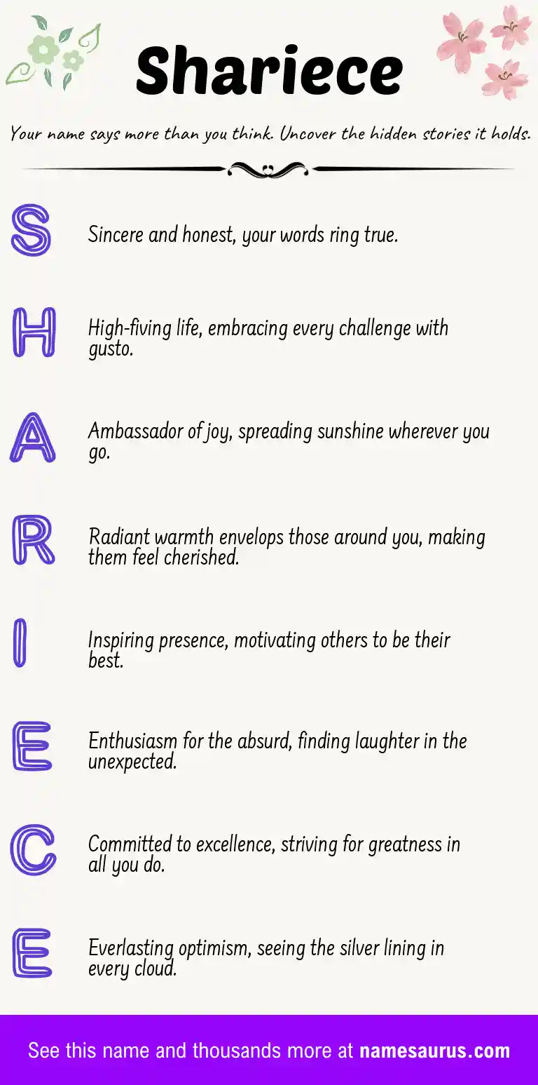 Acrostic poem about Shariece.