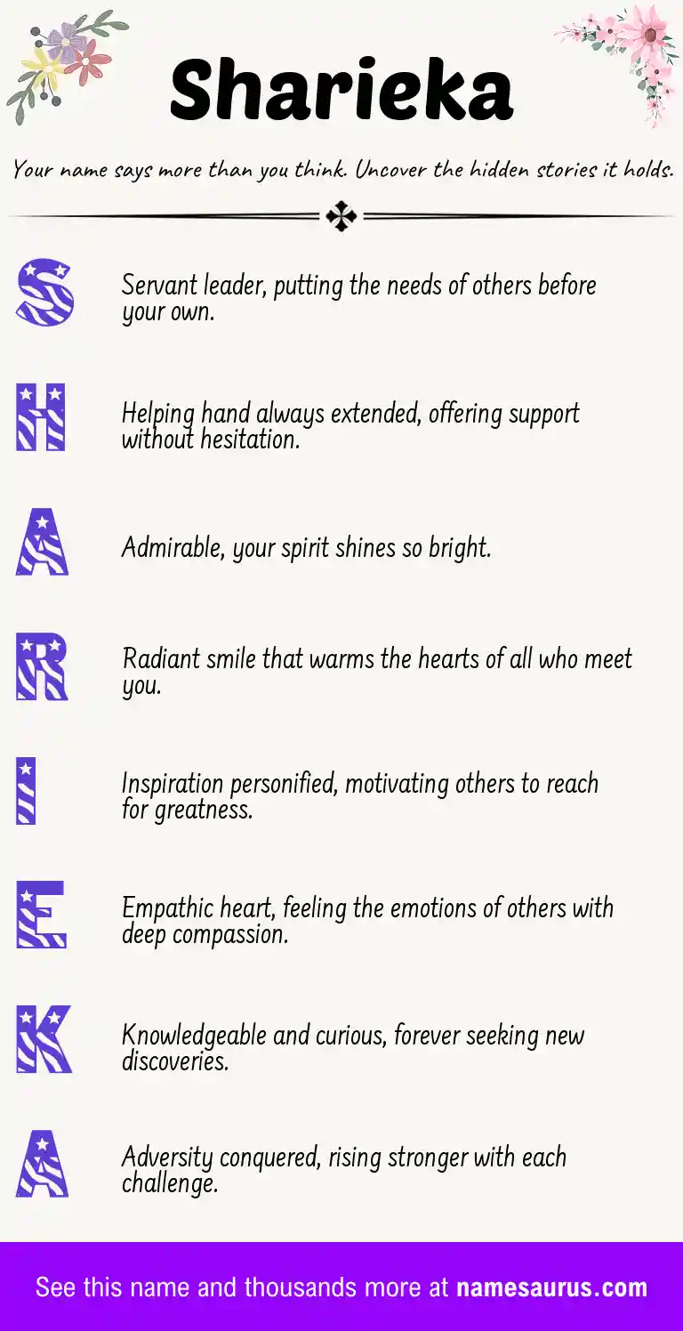 Acrostic poem about Sharieka.