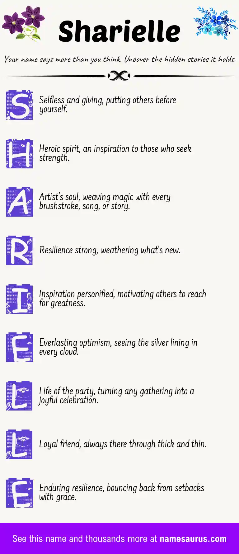 Acrostic poem about Sharielle.