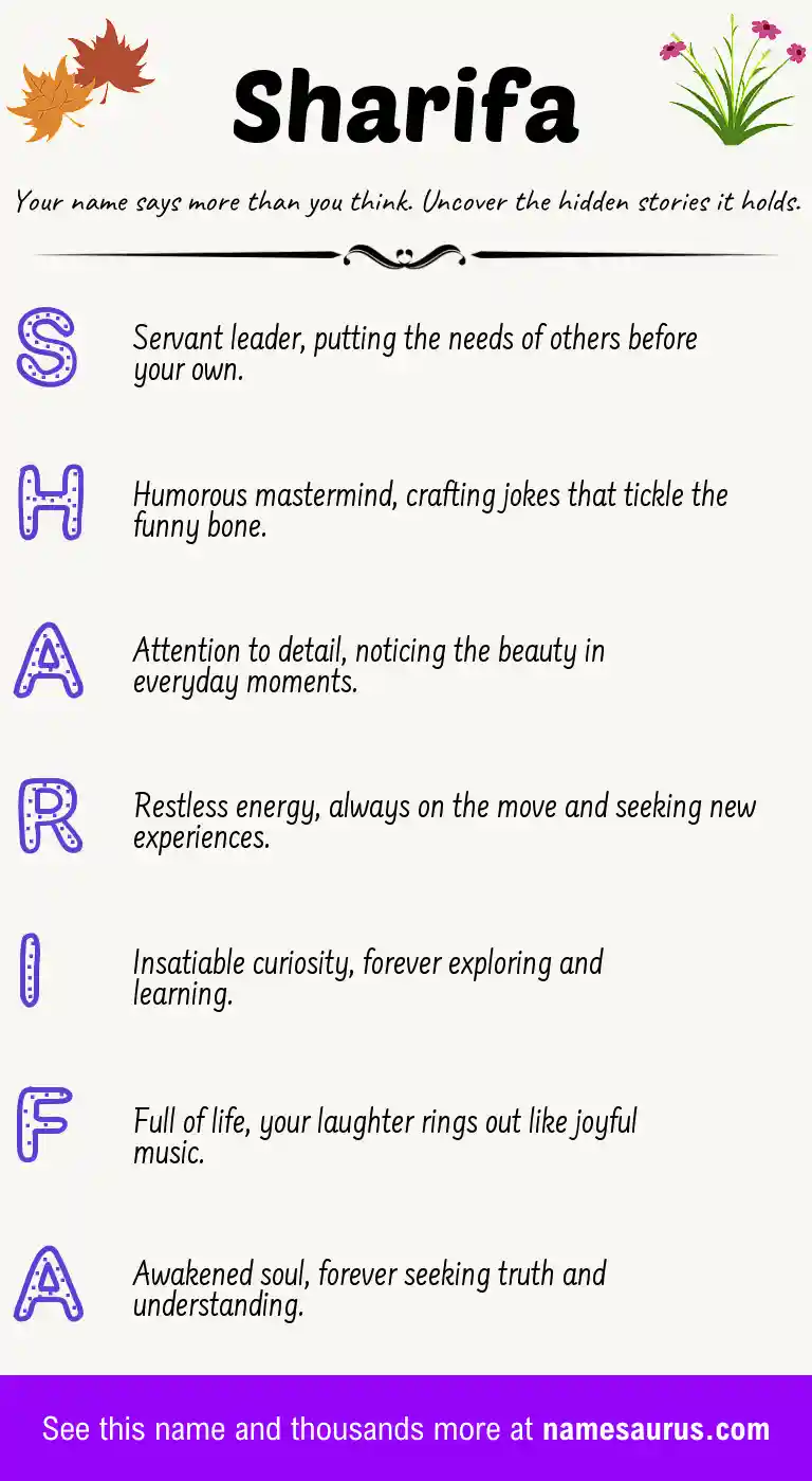 Acrostic poem about Sharifa.