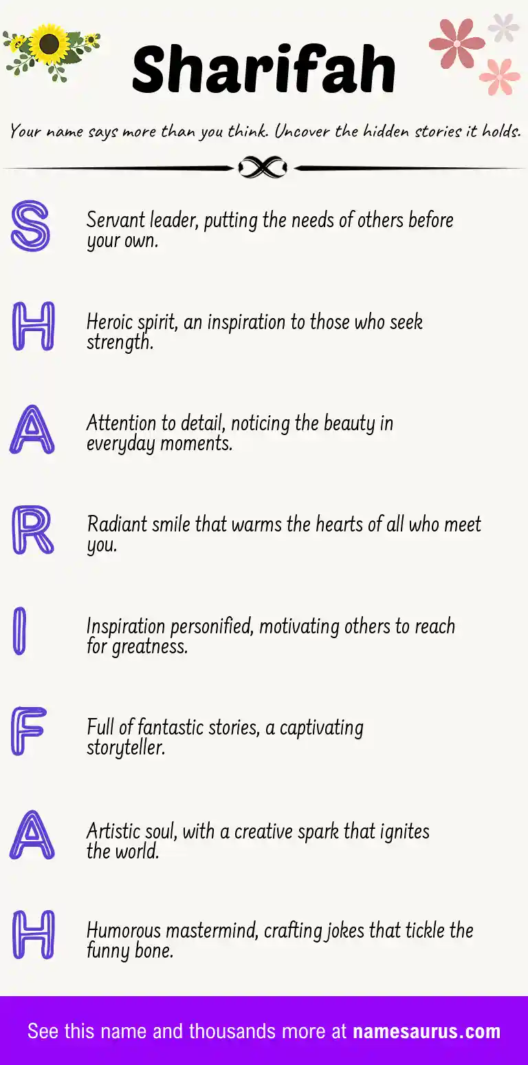 Acrostic poem about Sharifah.
