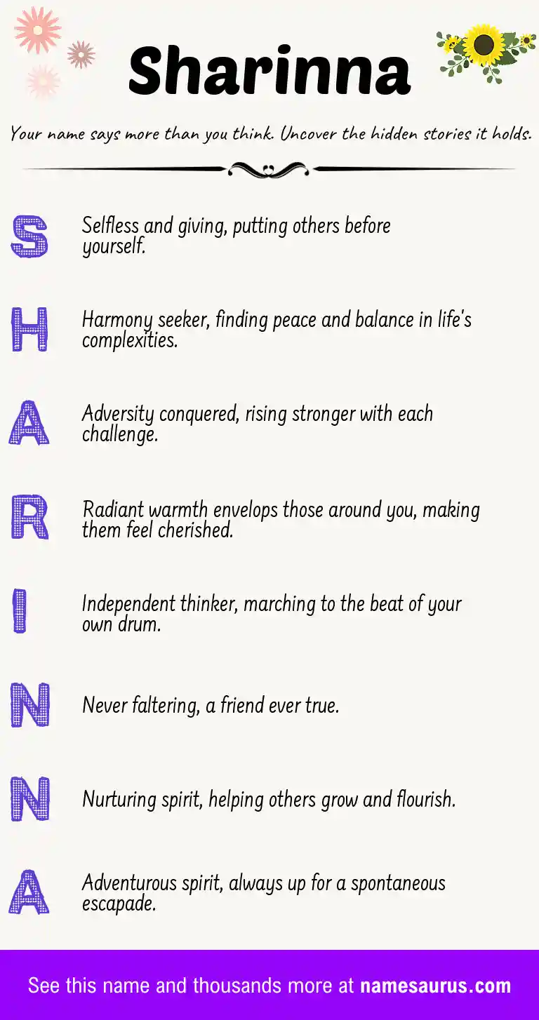 Acrostic poem about Sharinna.