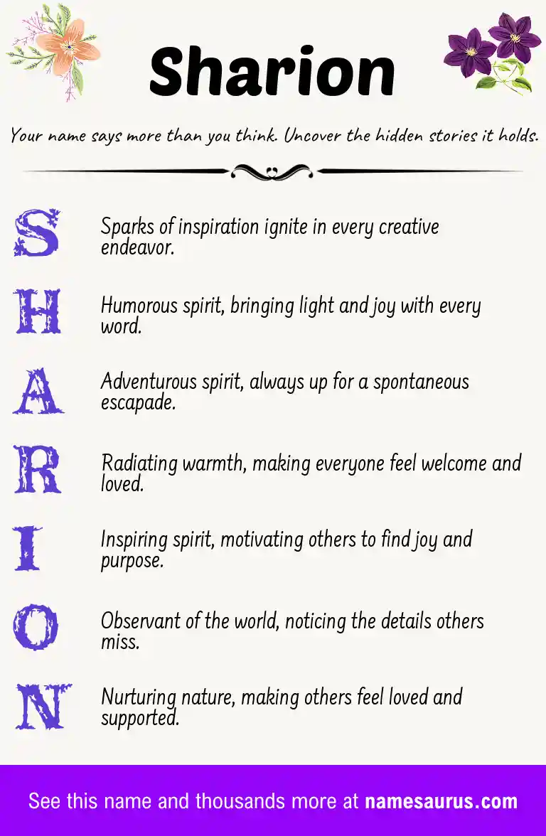 Acrostic poem about Sharion.
