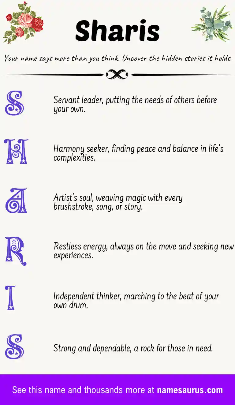 Acrostic poem about Sharis.