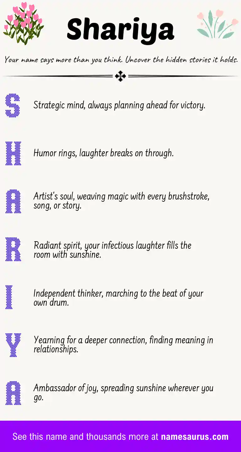 Acrostic poem about Shariya.