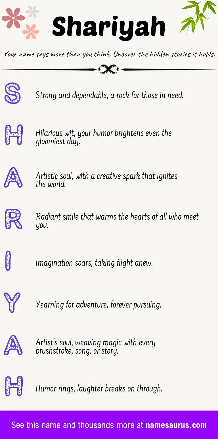 Acrostic poem about Shariyah.