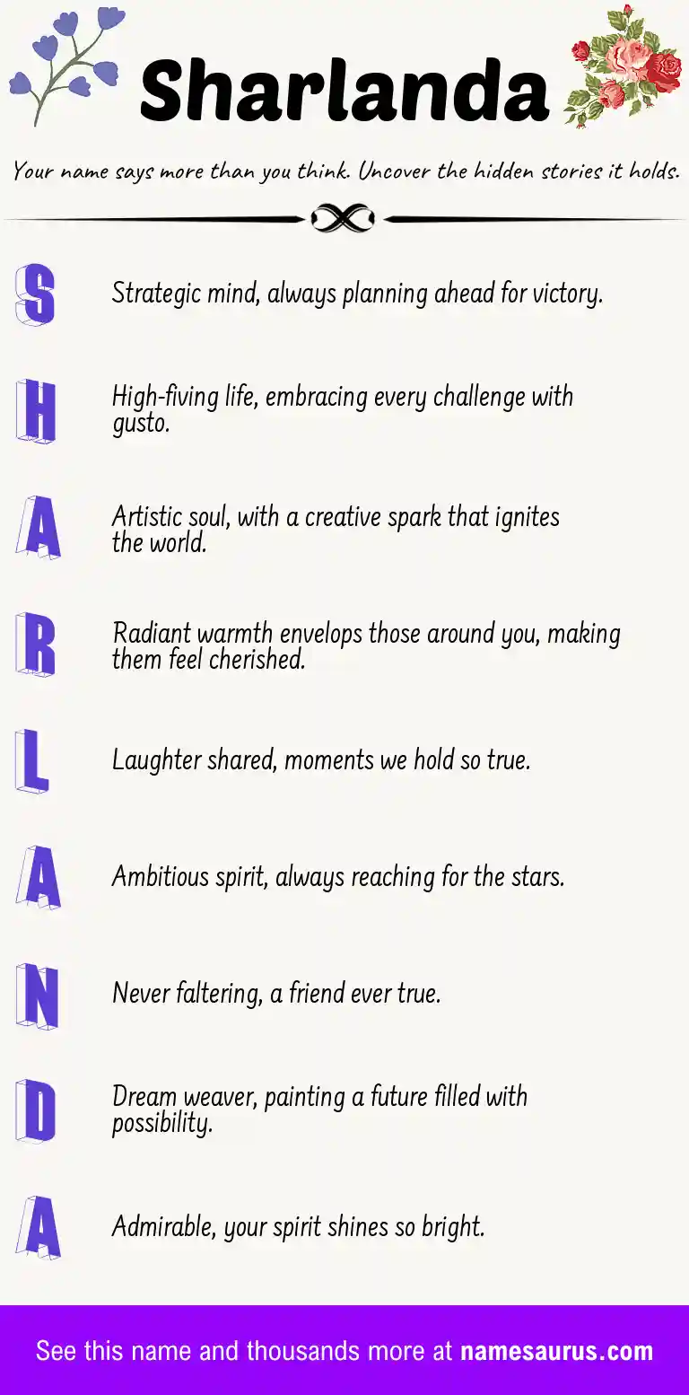 Acrostic poem about Sharlanda.