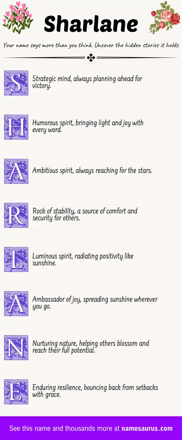 Acrostic poem about Sharlane.
