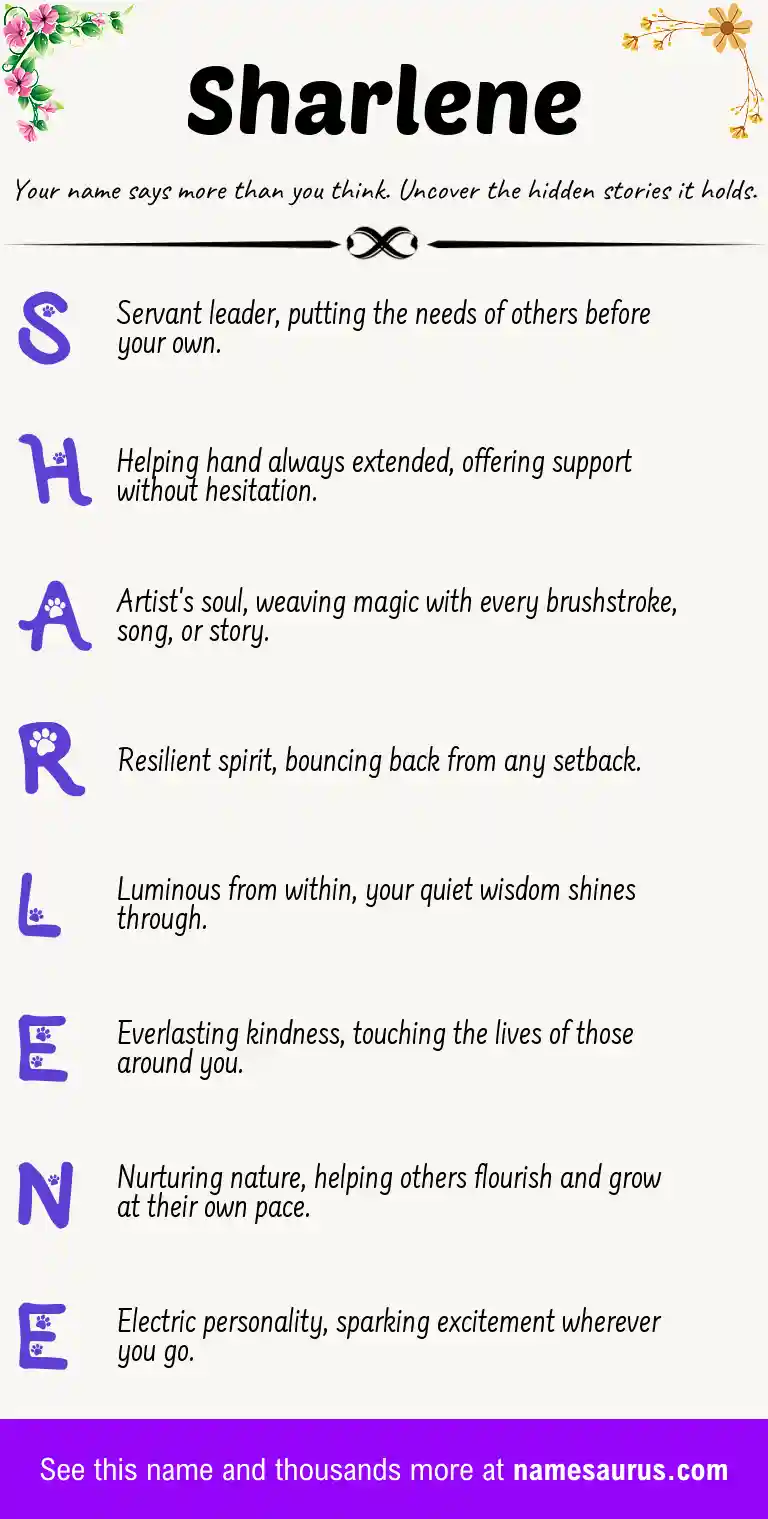 Acrostic poem about Sharlene.
