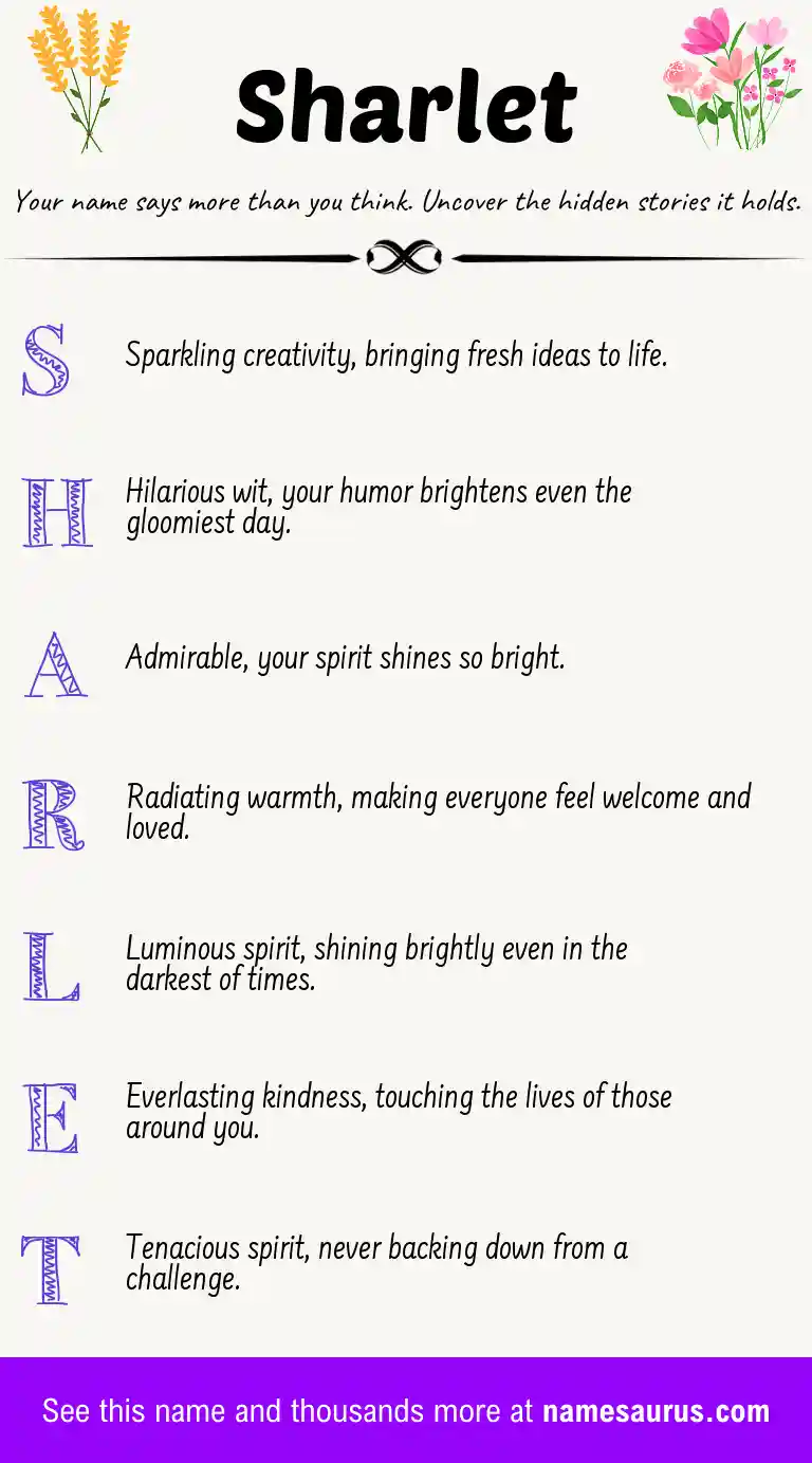 Acrostic poem about Sharlet.