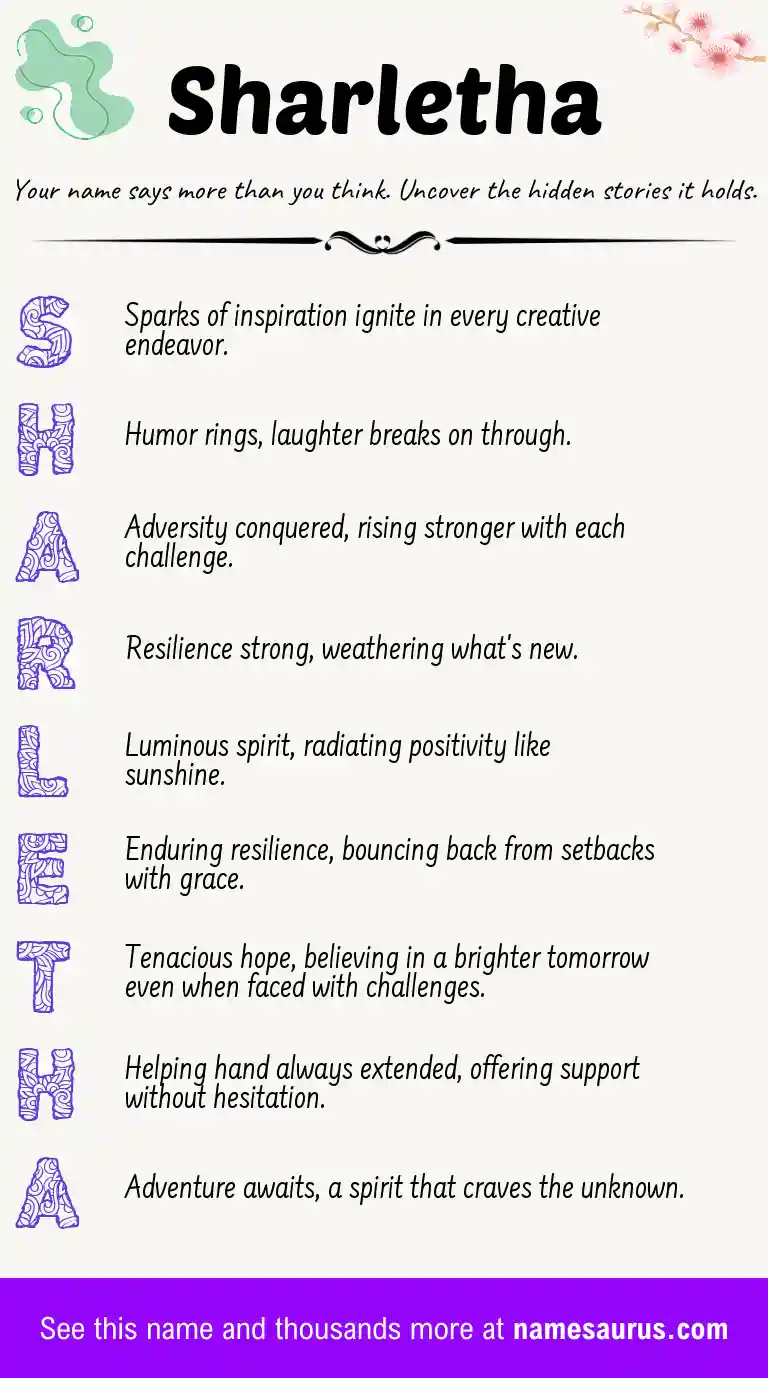 Acrostic poem about Sharletha.