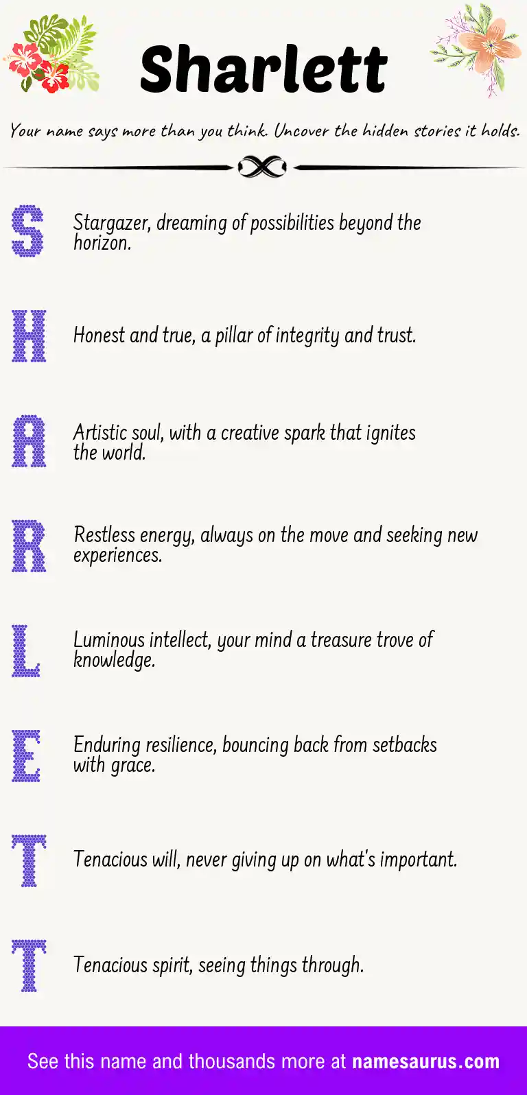 Acrostic poem about Sharlett.
