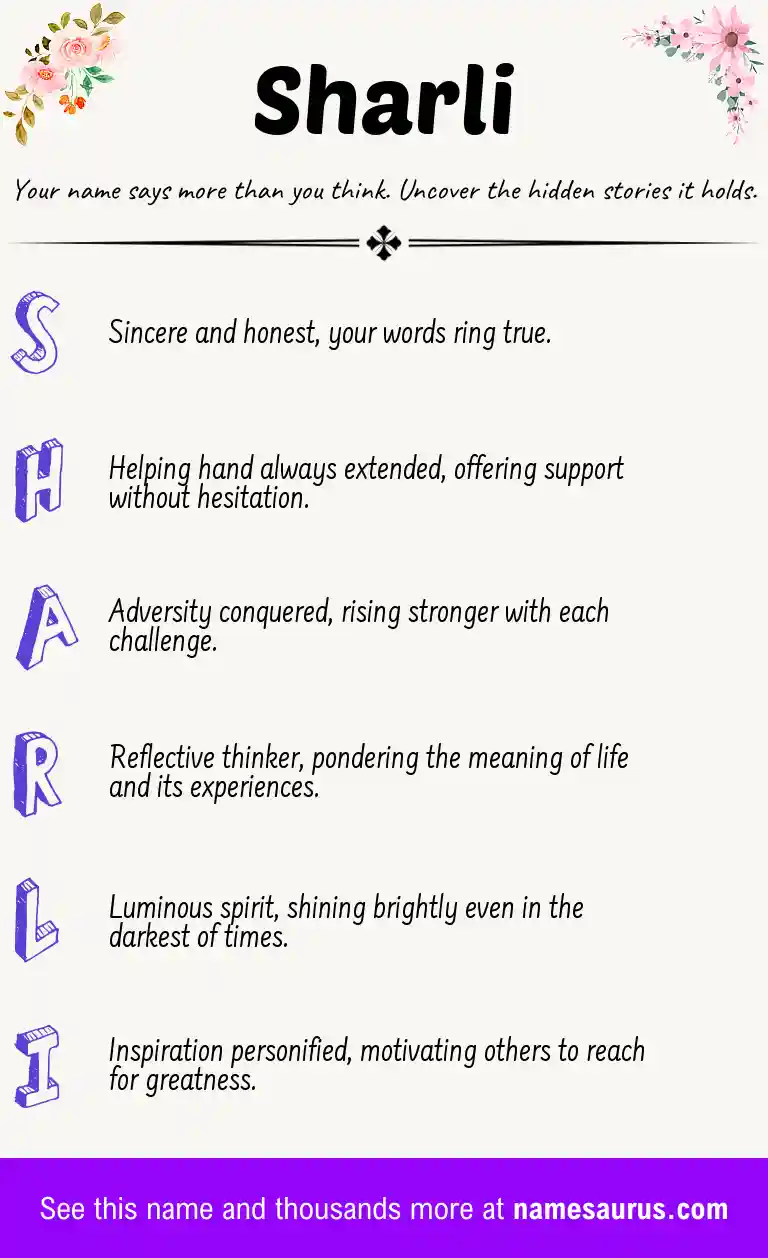 Acrostic poem about Sharli.