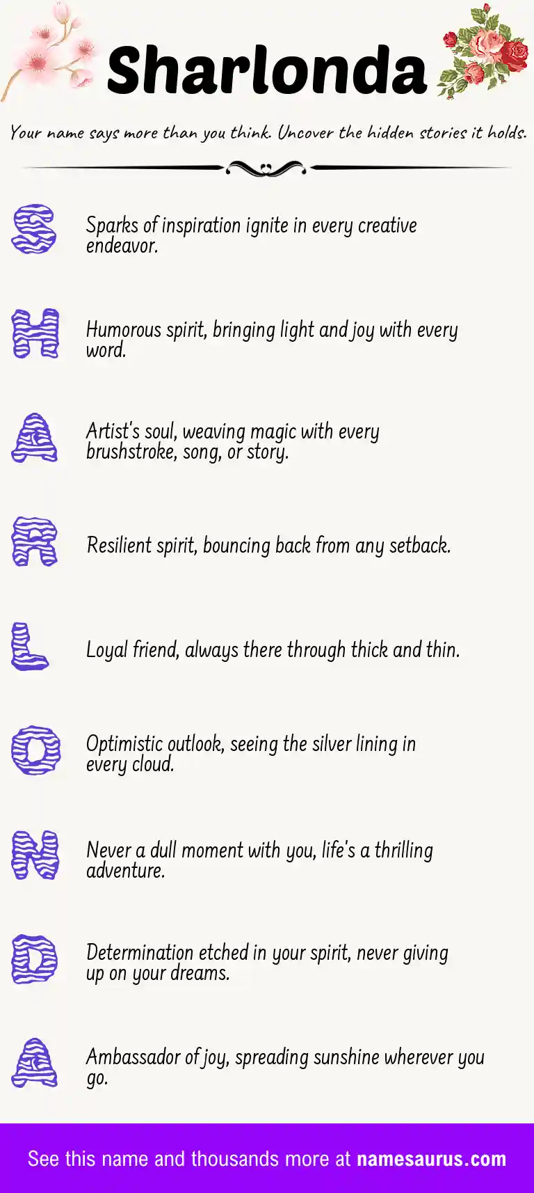 Acrostic poem about Sharlonda.