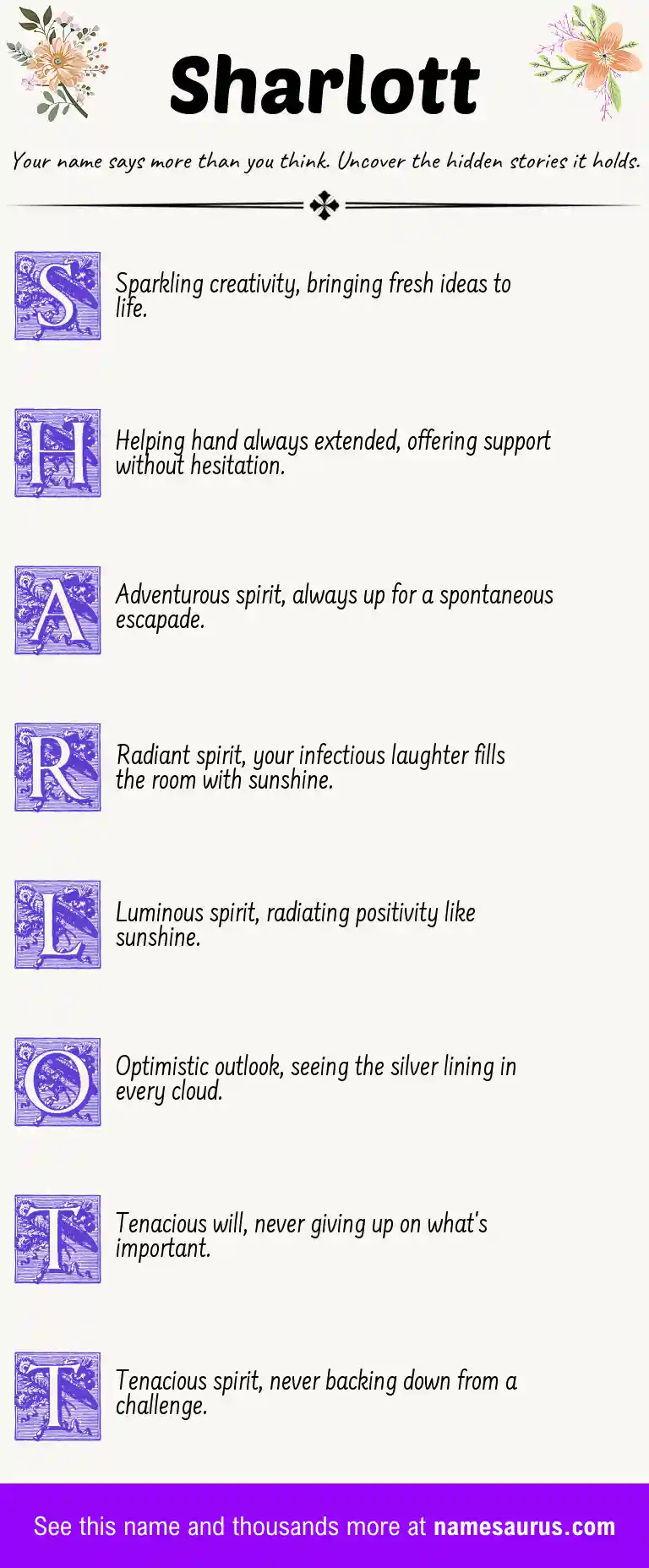 Acrostic poem about Sharlott.
