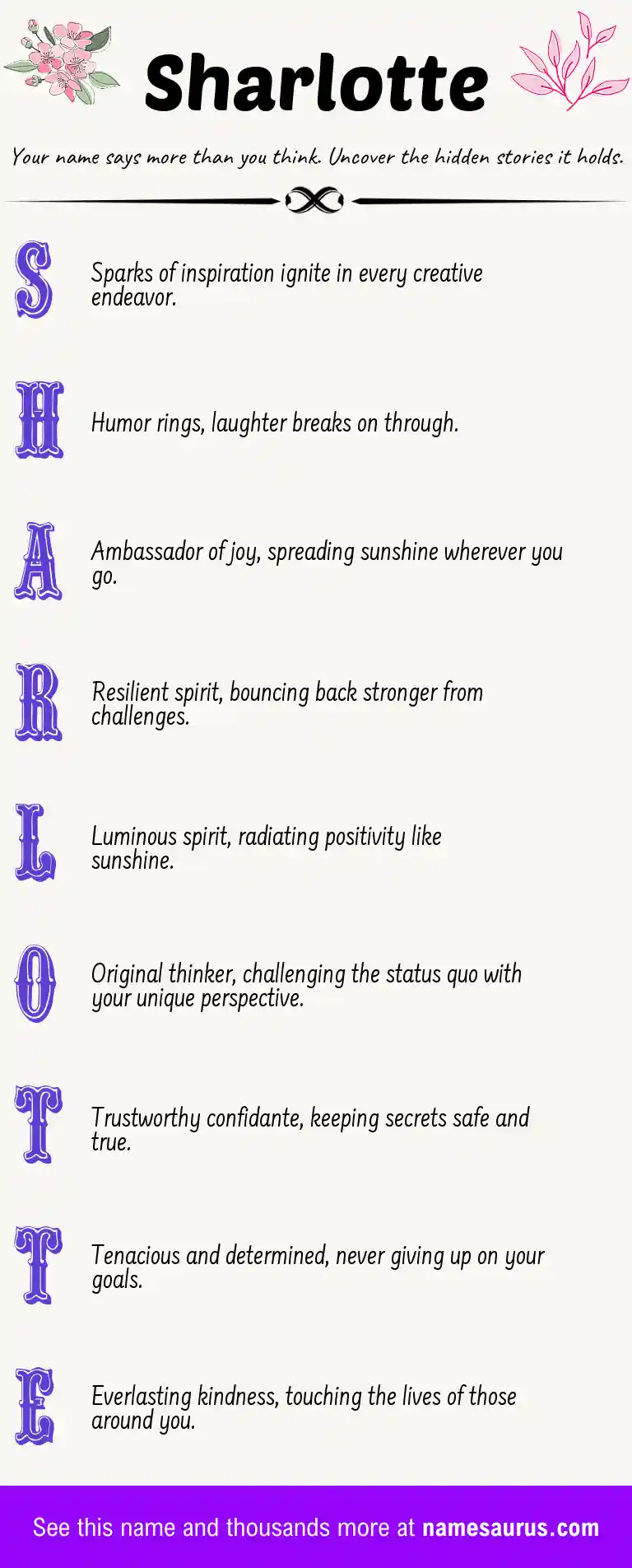 Acrostic poem about Sharlotte.
