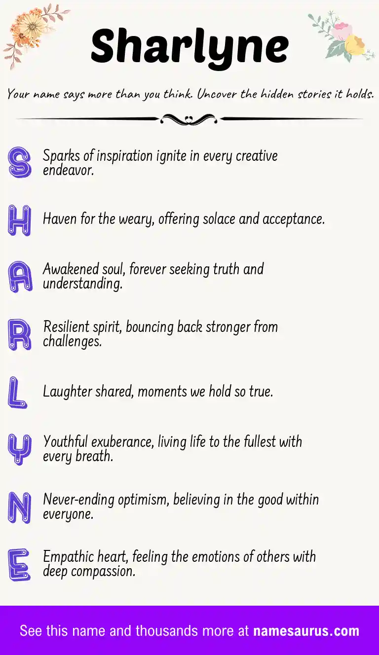 Acrostic poem about Sharlyne.