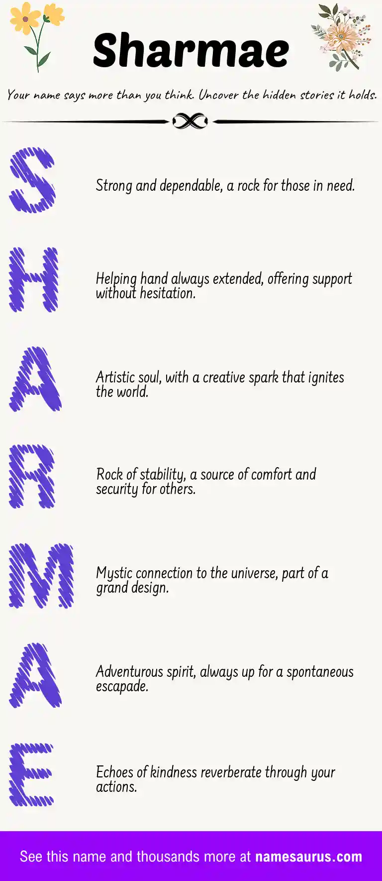 Acrostic poem about Sharmae.