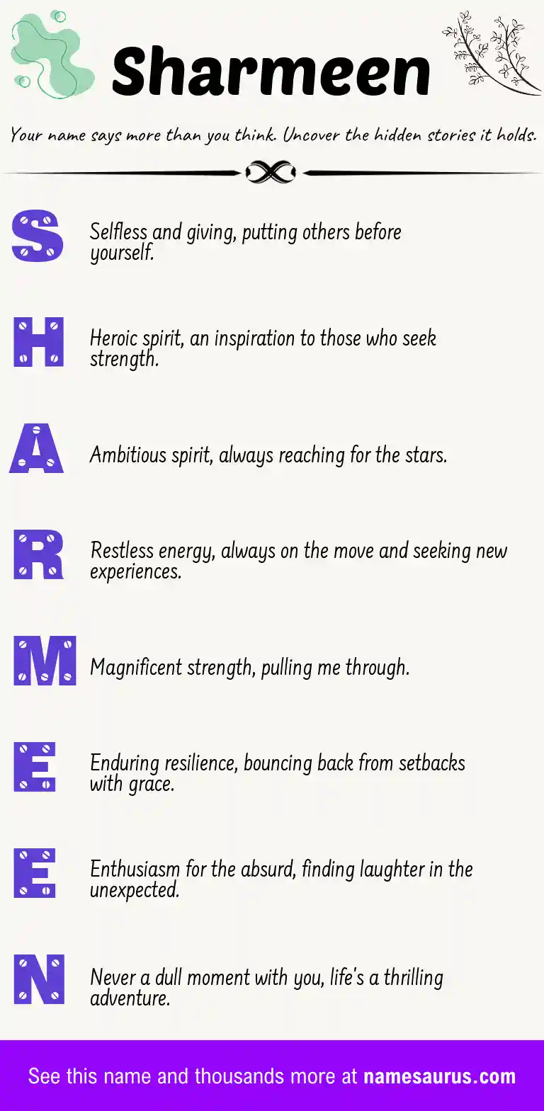 Acrostic poem about Sharmeen.