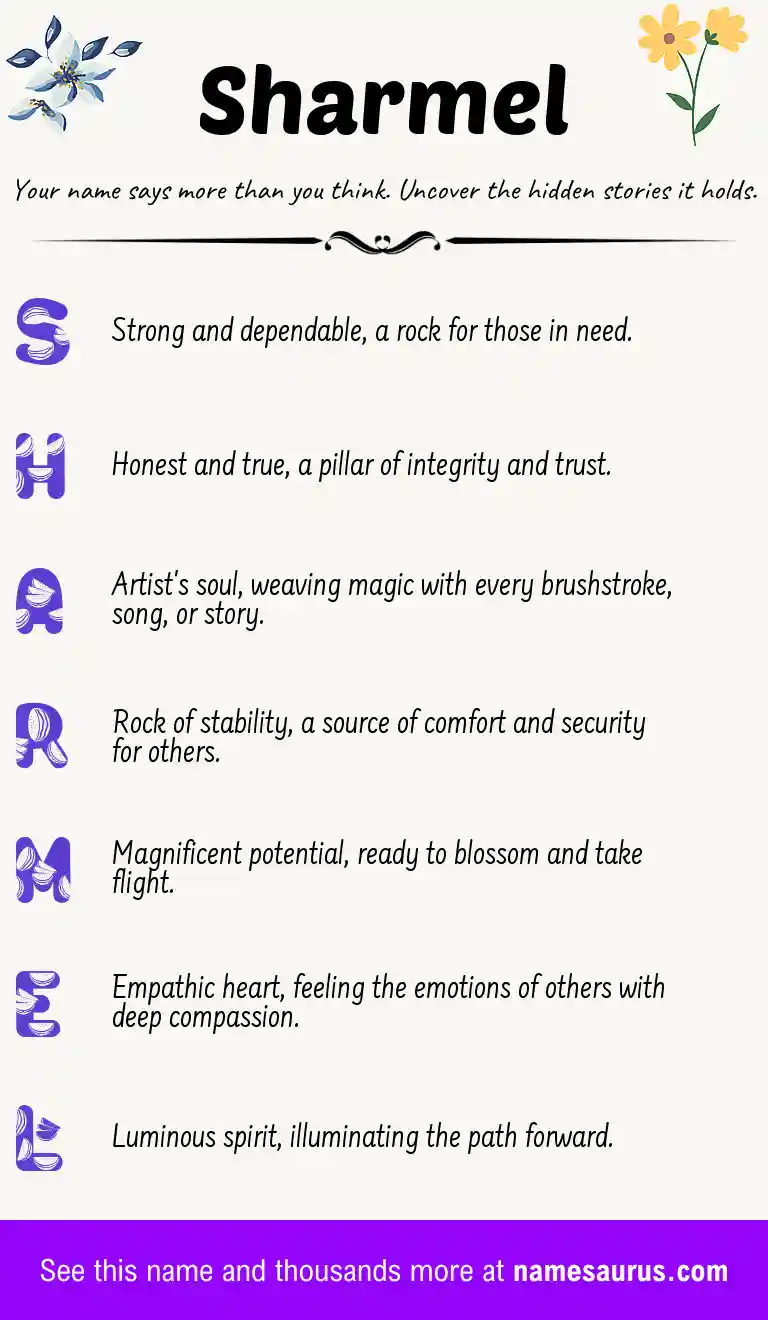 Acrostic poem about Sharmel.