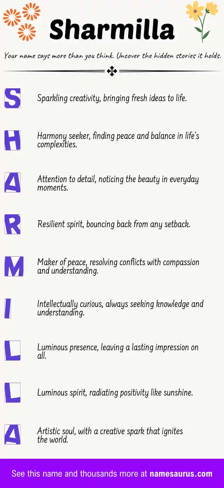Acrostic poem about Sharmilla.