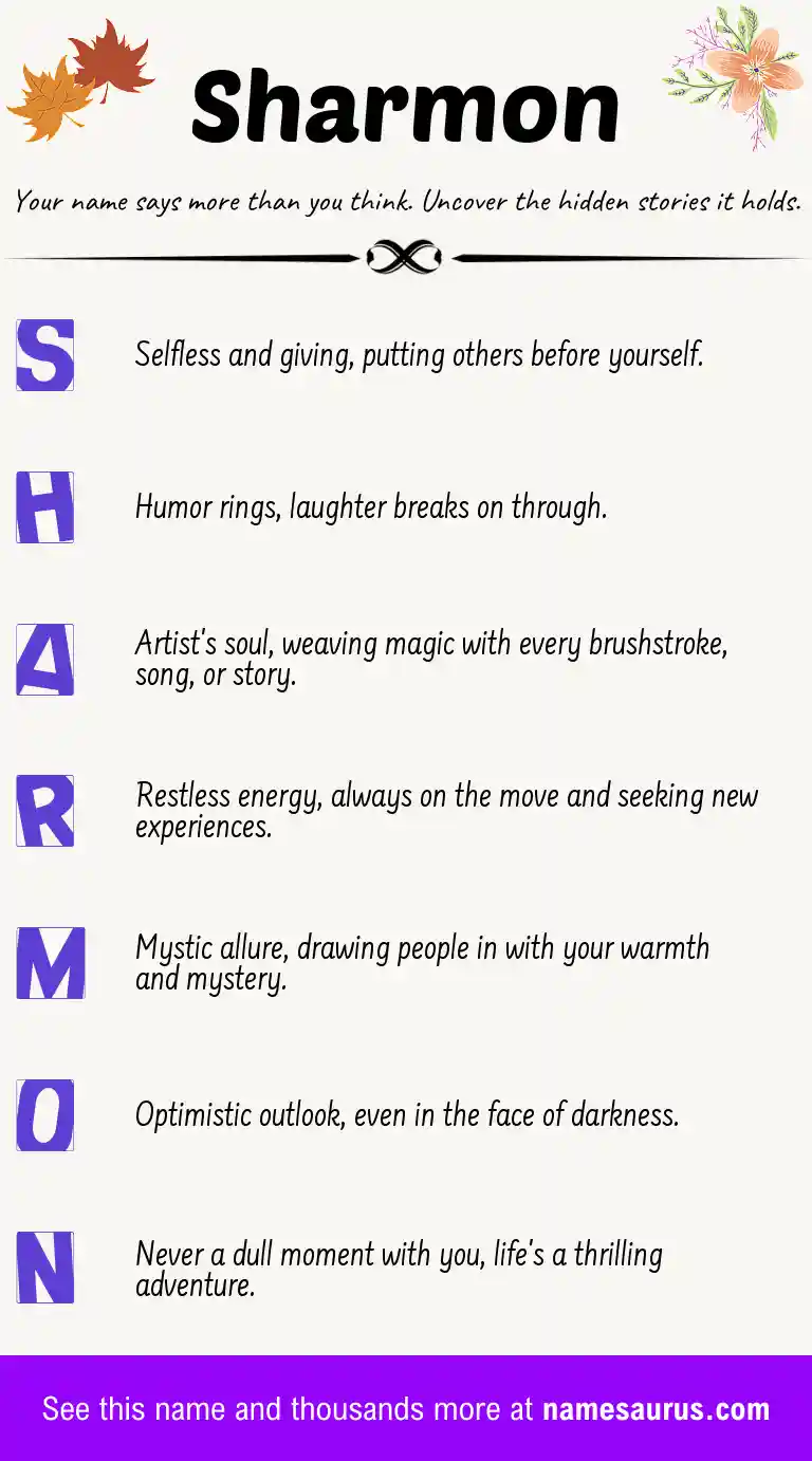 Acrostic poem about Sharmon.