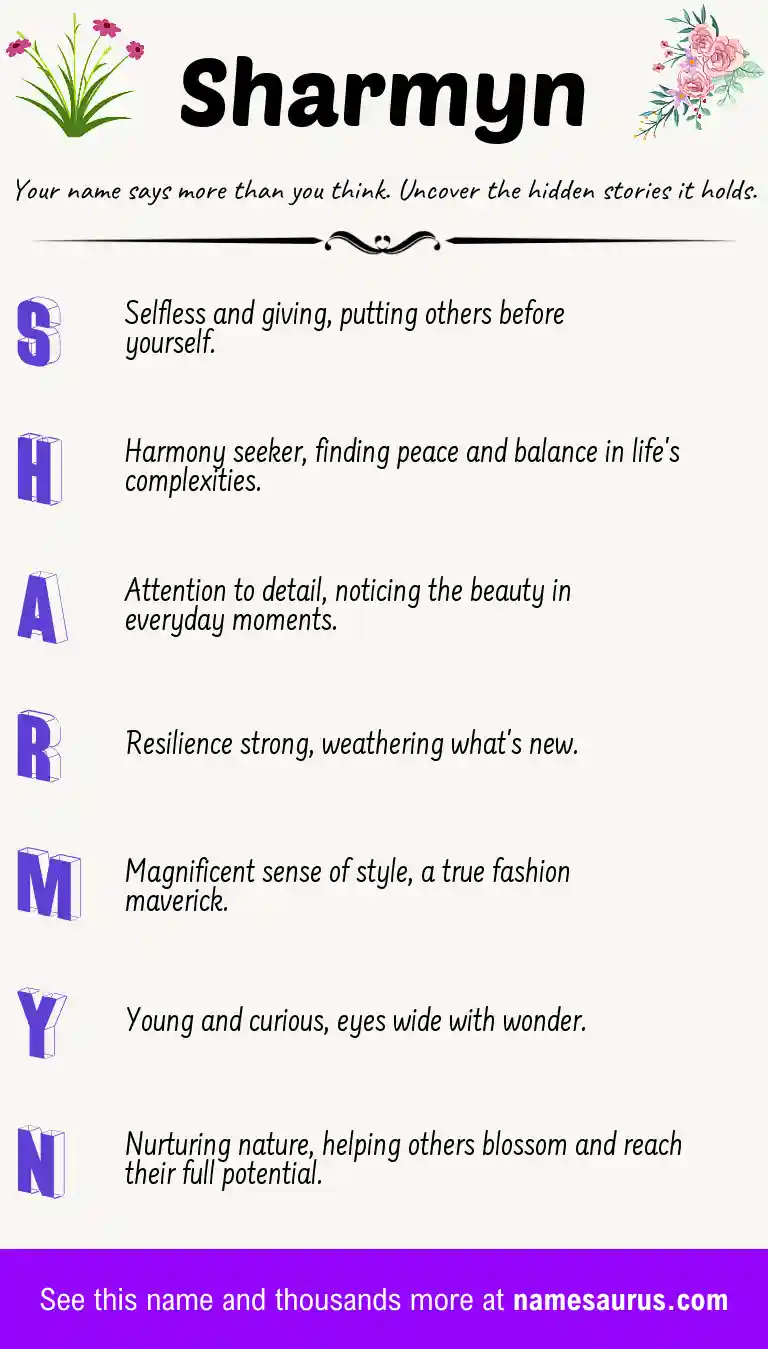 Acrostic poem about Sharmyn.
