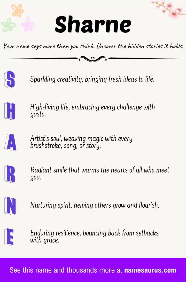 Acrostic poem about Sharne.