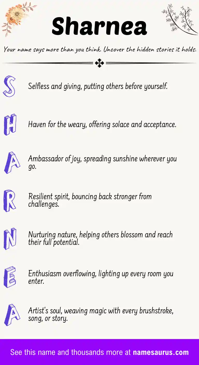 Acrostic poem about Sharnea.