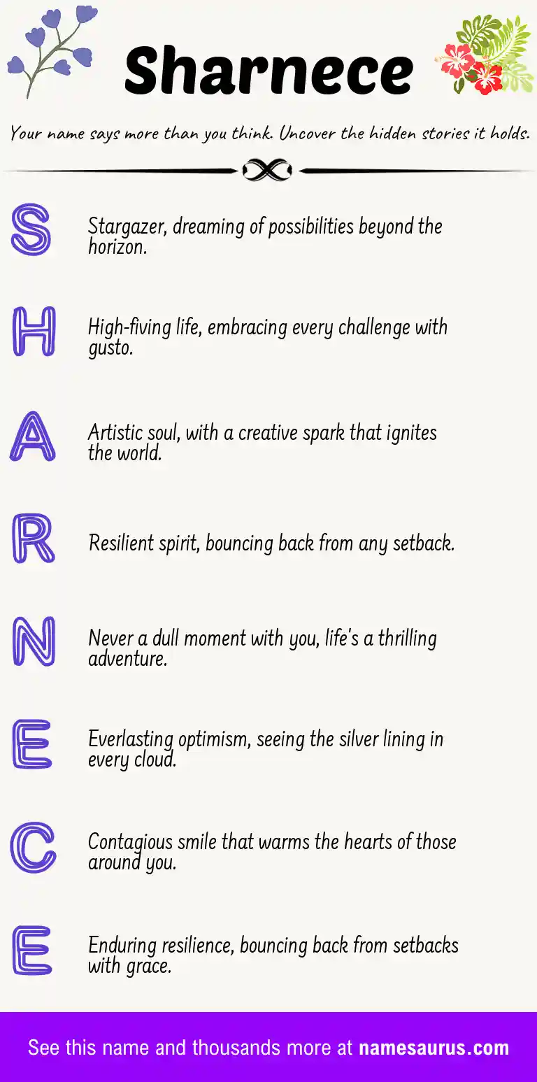 Acrostic poem about Sharnece.