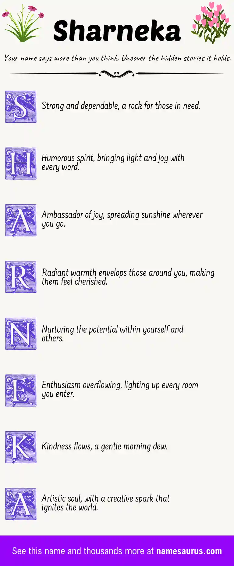 Acrostic poem about Sharneka.