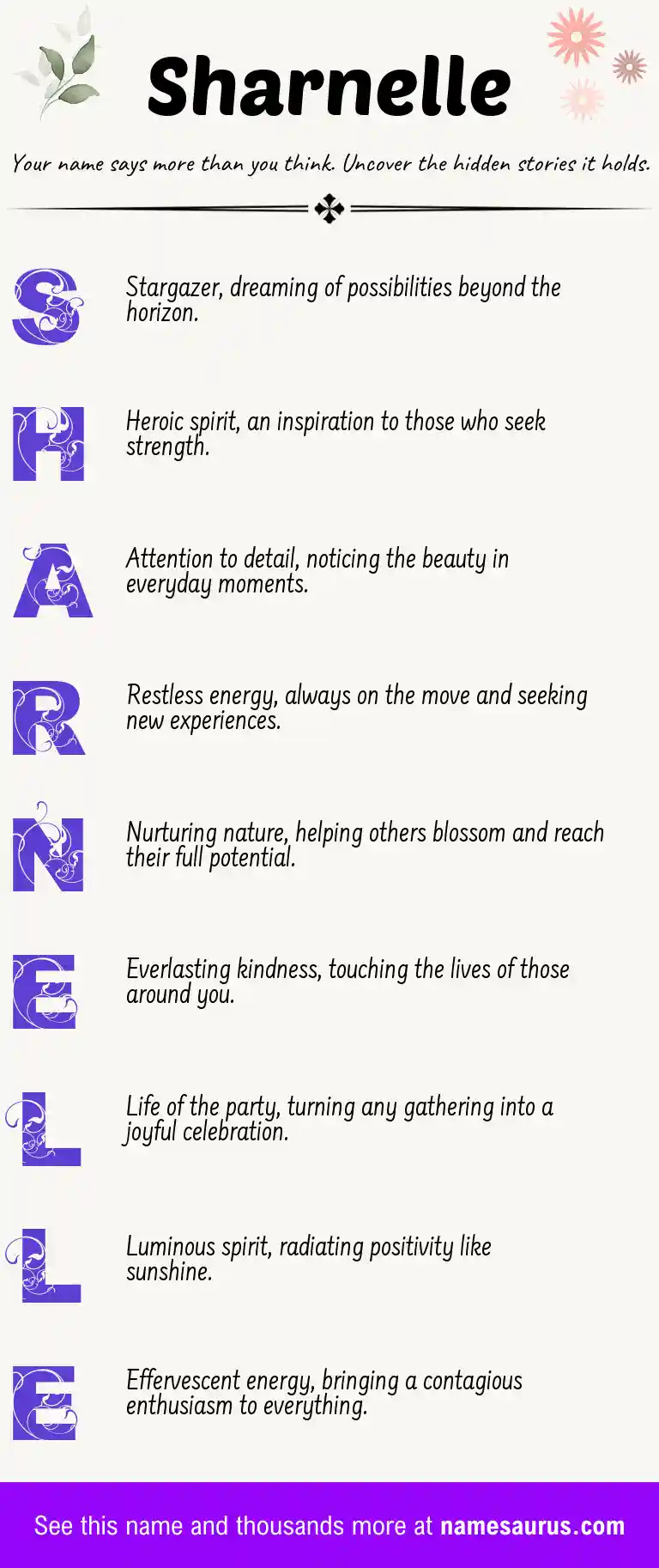 Acrostic poem about Sharnelle.