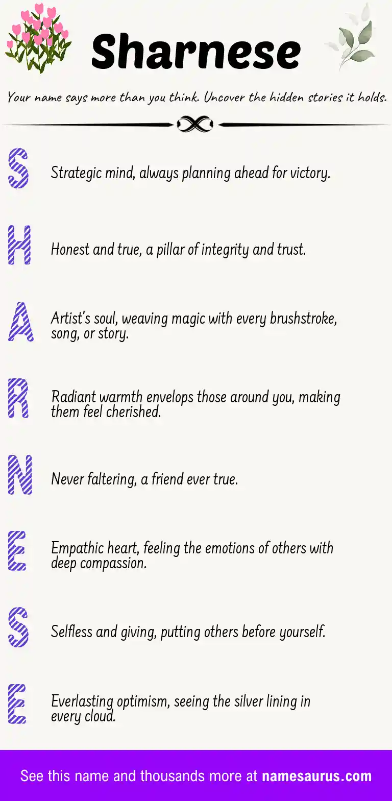 Acrostic poem about Sharnese.