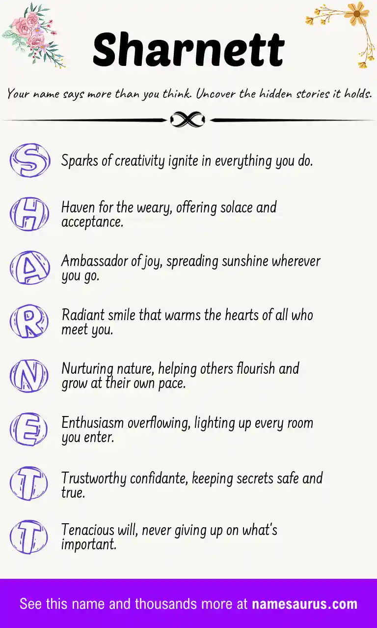 Acrostic poem about Sharnett.