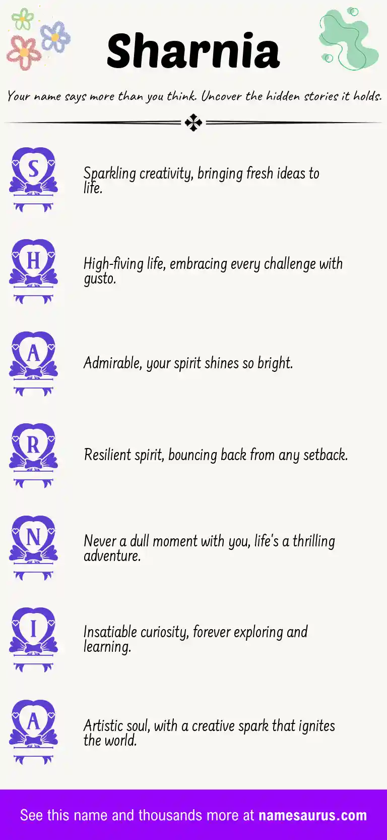 Acrostic poem about Sharnia.
