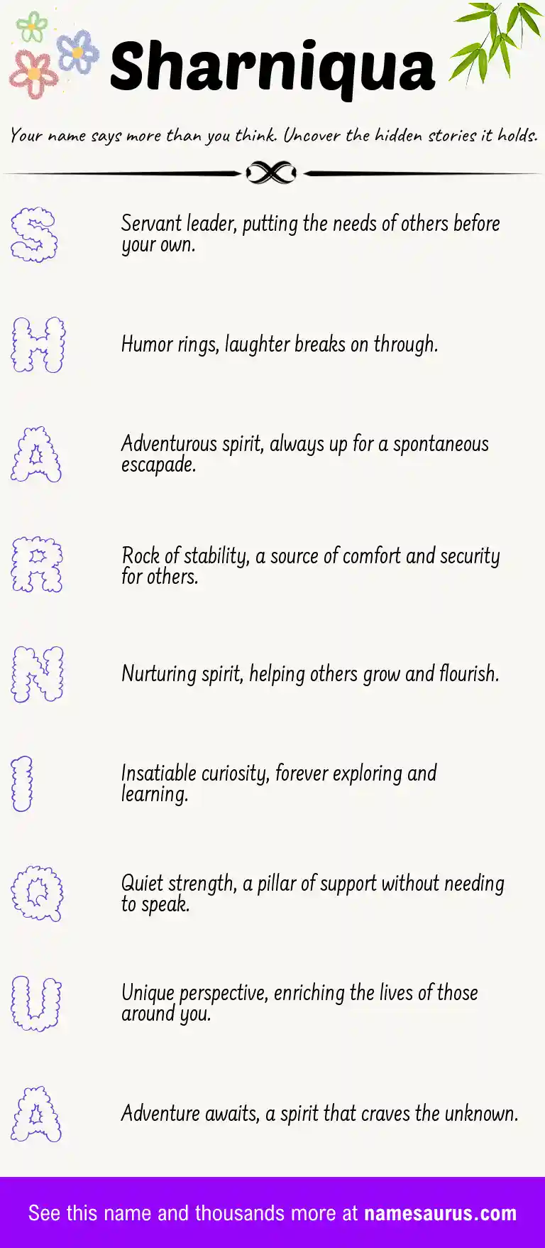 Acrostic poem about Sharniqua.