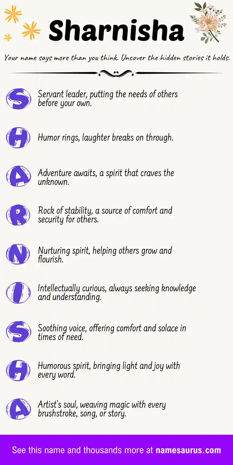 Acrostic poem about Sharnisha.