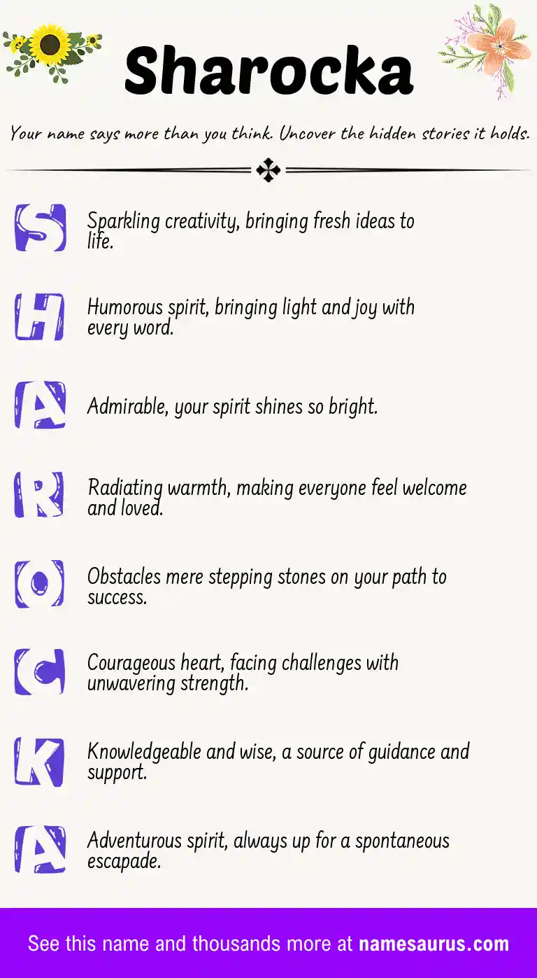 Acrostic poem about Sharocka.
