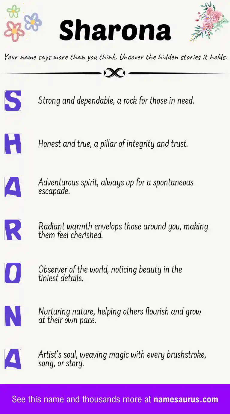 Acrostic poem about Sharona.