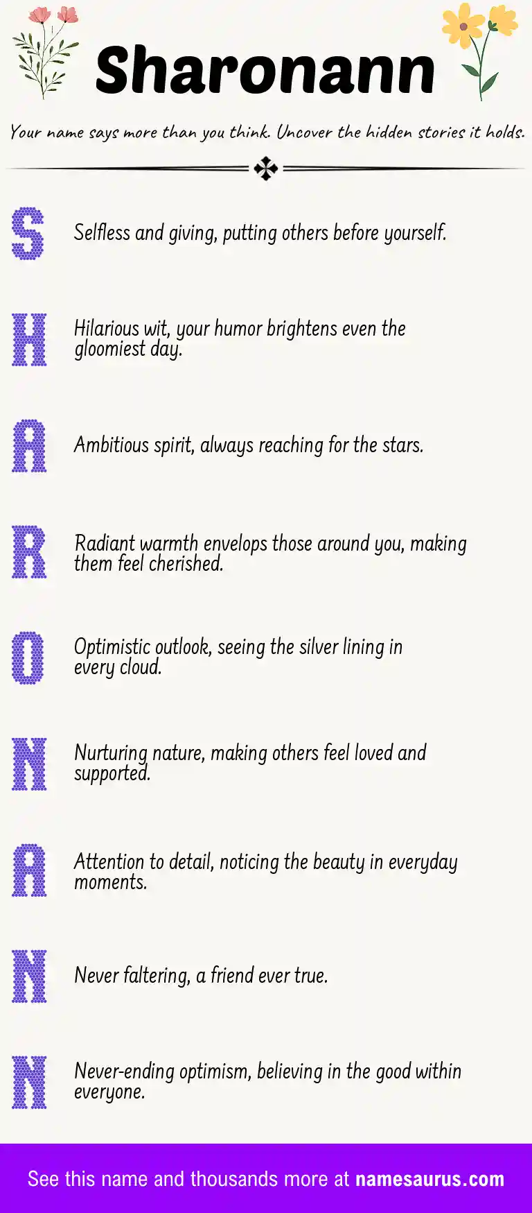 Acrostic poem about Sharonann.