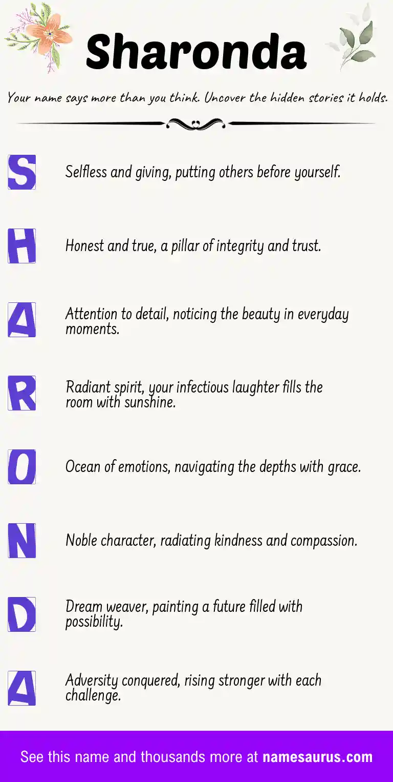 Acrostic poem about Sharonda.